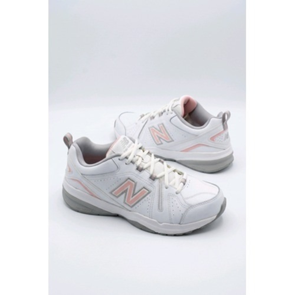 New Balance 608 Shoes Women 10 White Pink Leather Walking Sneakers WX608WT2